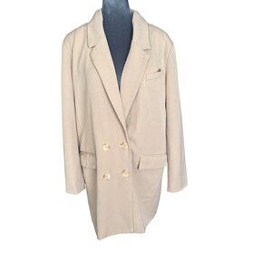 Bb Dakota Steve Madden Womens Double Breasted Blazer Coat Beige Size M